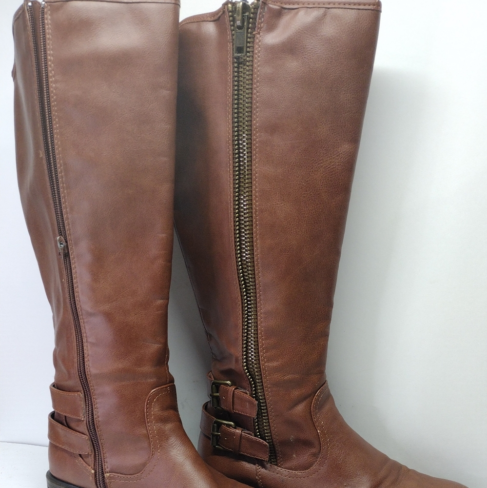 REPORT Knee High Vegan Leather Haris Boots l Size 7 l 16 Inch Shaft 15 Inch Circ - Picture 3 of 10